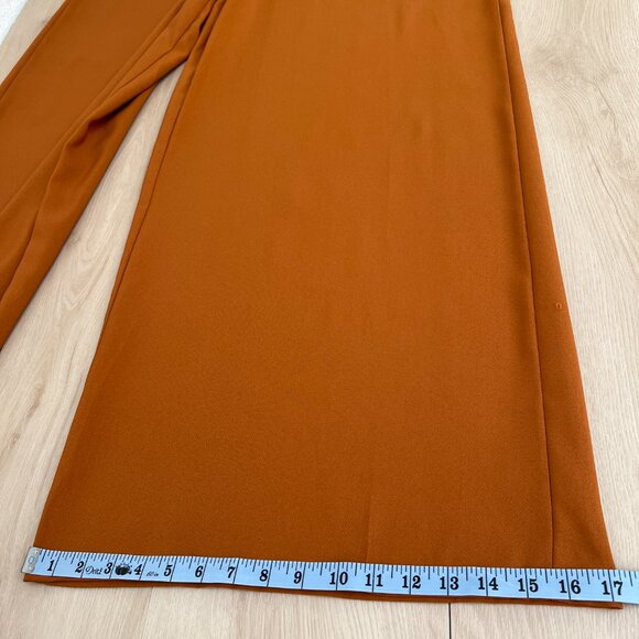 NWT Pretty Little Thing Rust Pleat Detail Wide Leg Trouser 16/Polished Boho Chic - Picture 11 of 13